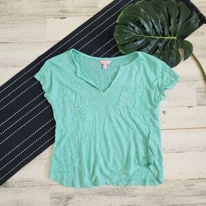 Lilly Pulitzer Duval Short Sleeve Linen Top Green Size XS